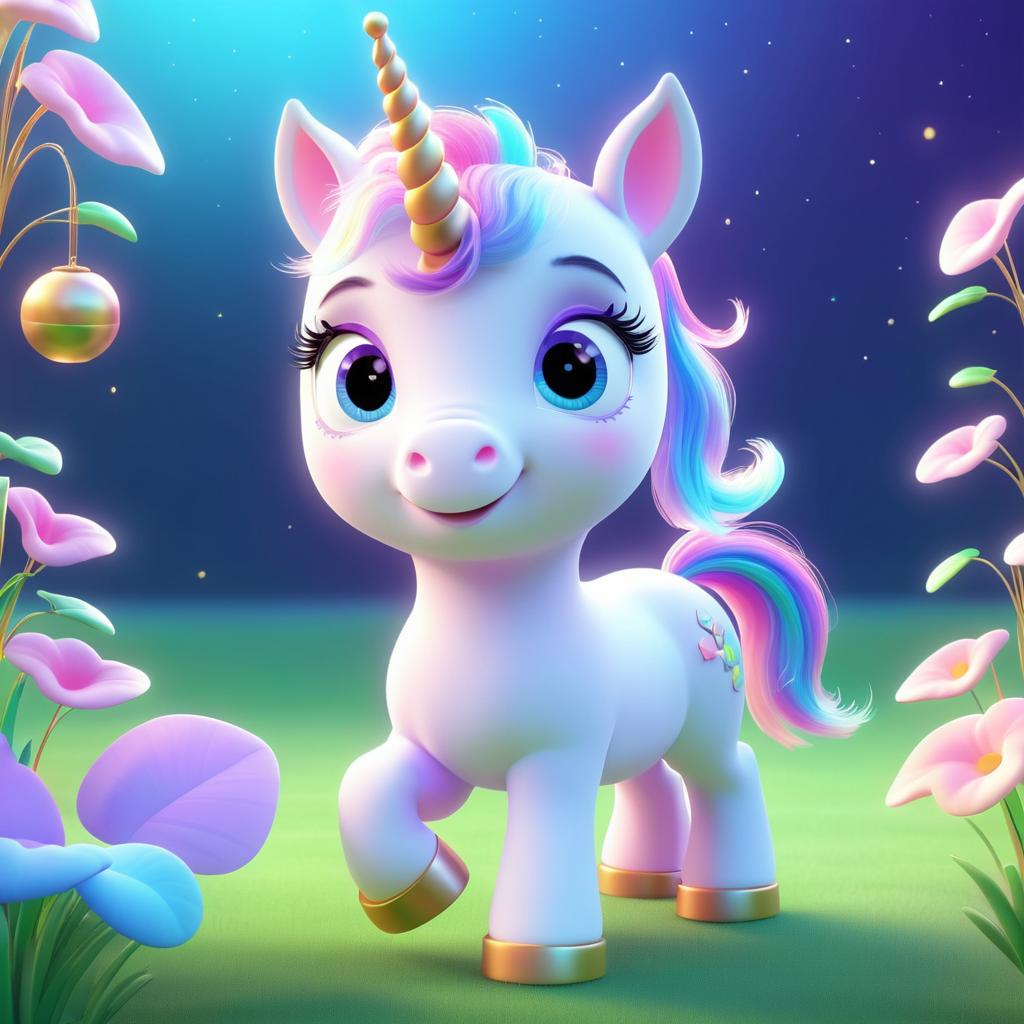 Magical Pixar Unicorn Foal Illustration