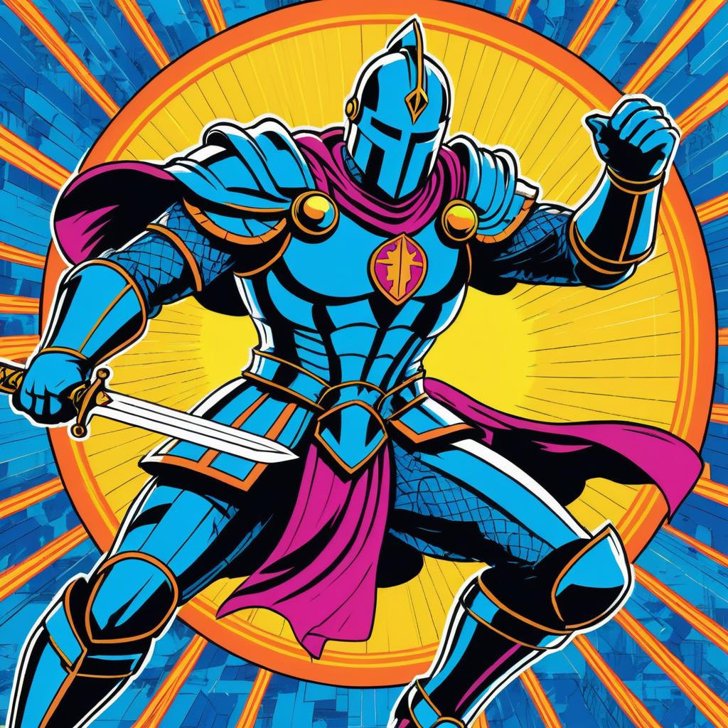 Vibrant Comic Art of a Heroic Knight