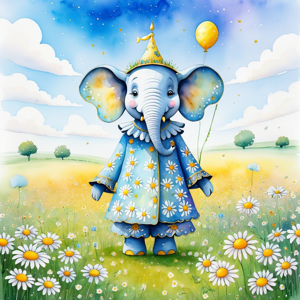 Whimsical Elephant in Burtonesque Style