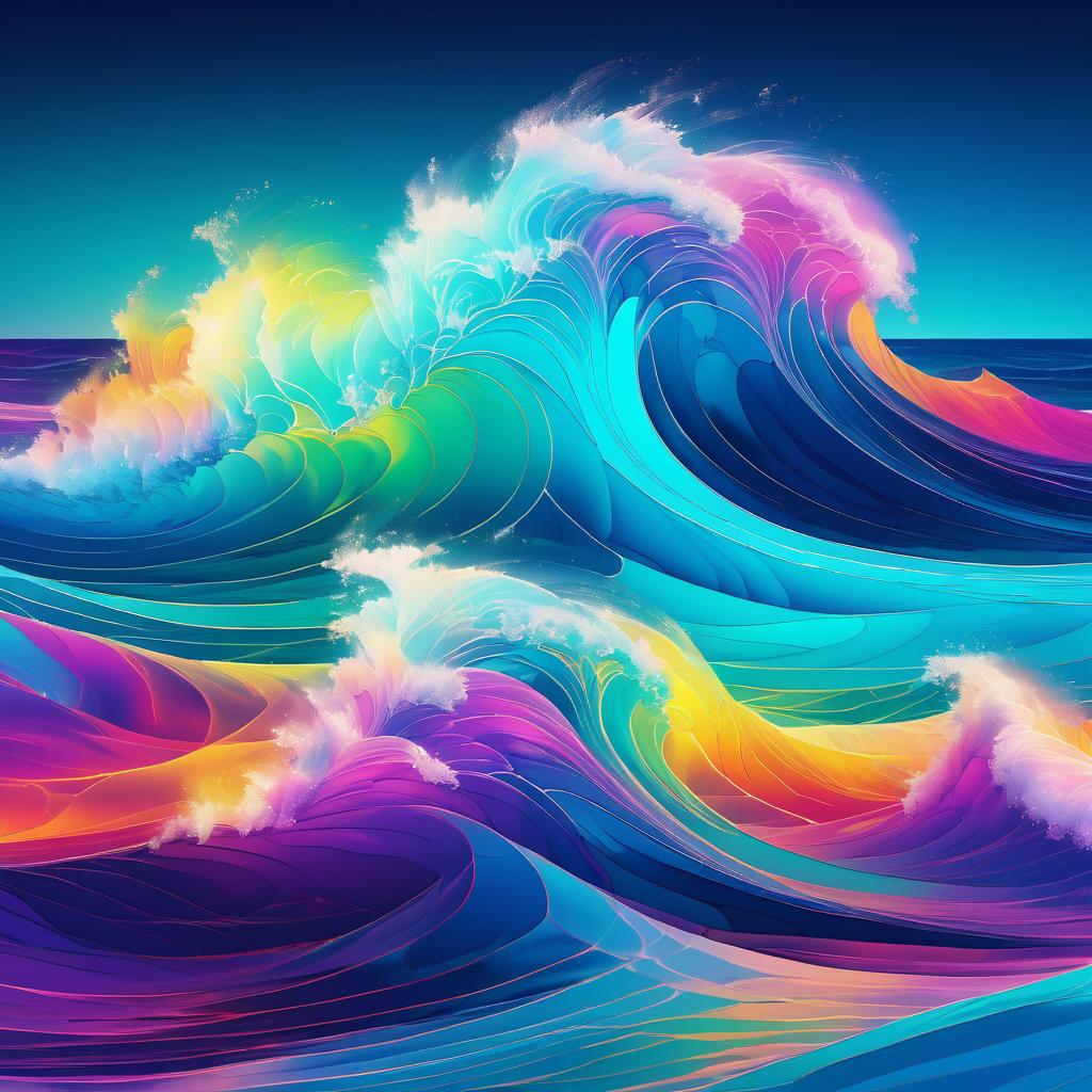 Surreal Vibrant Ocean Waves Artwork