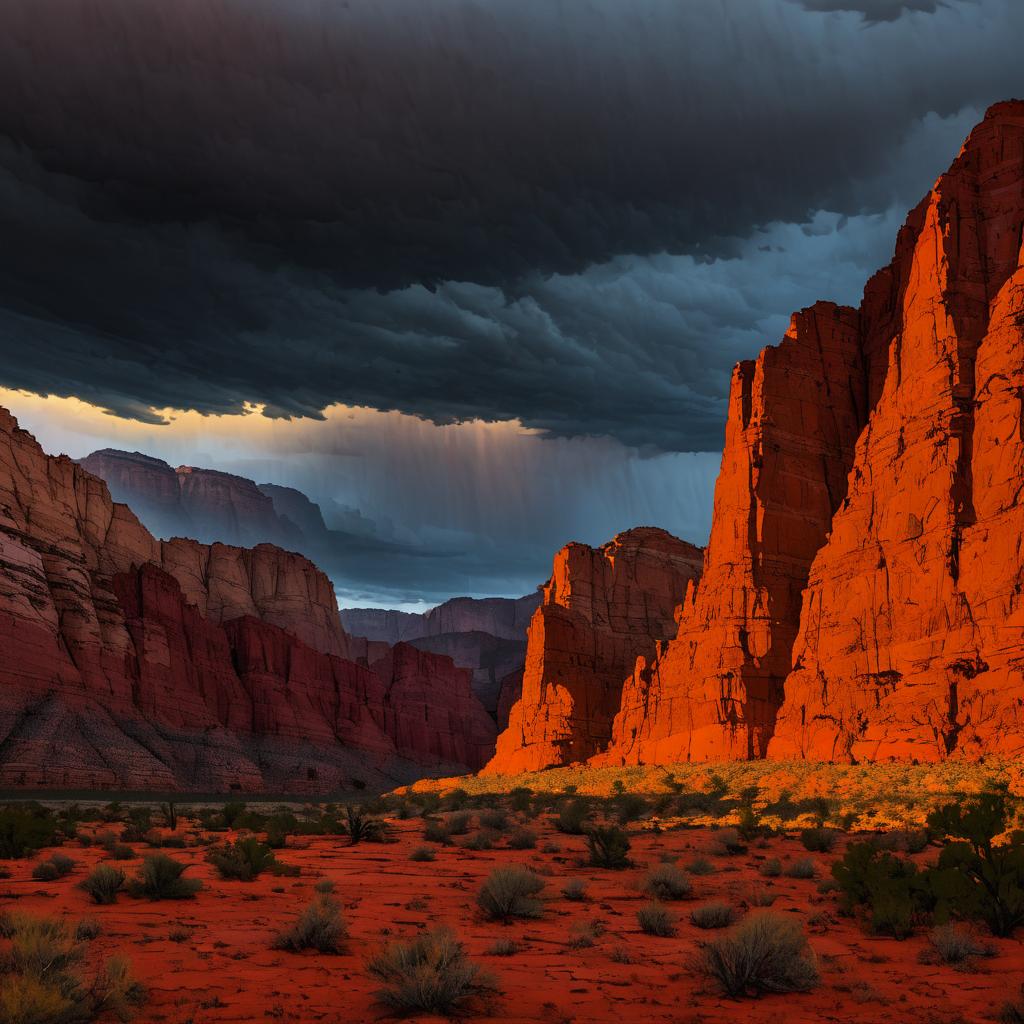 Rainy Dusk at Red Rock Canyon