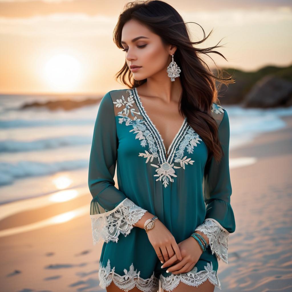 Sensual Beach Outfit at Sunset