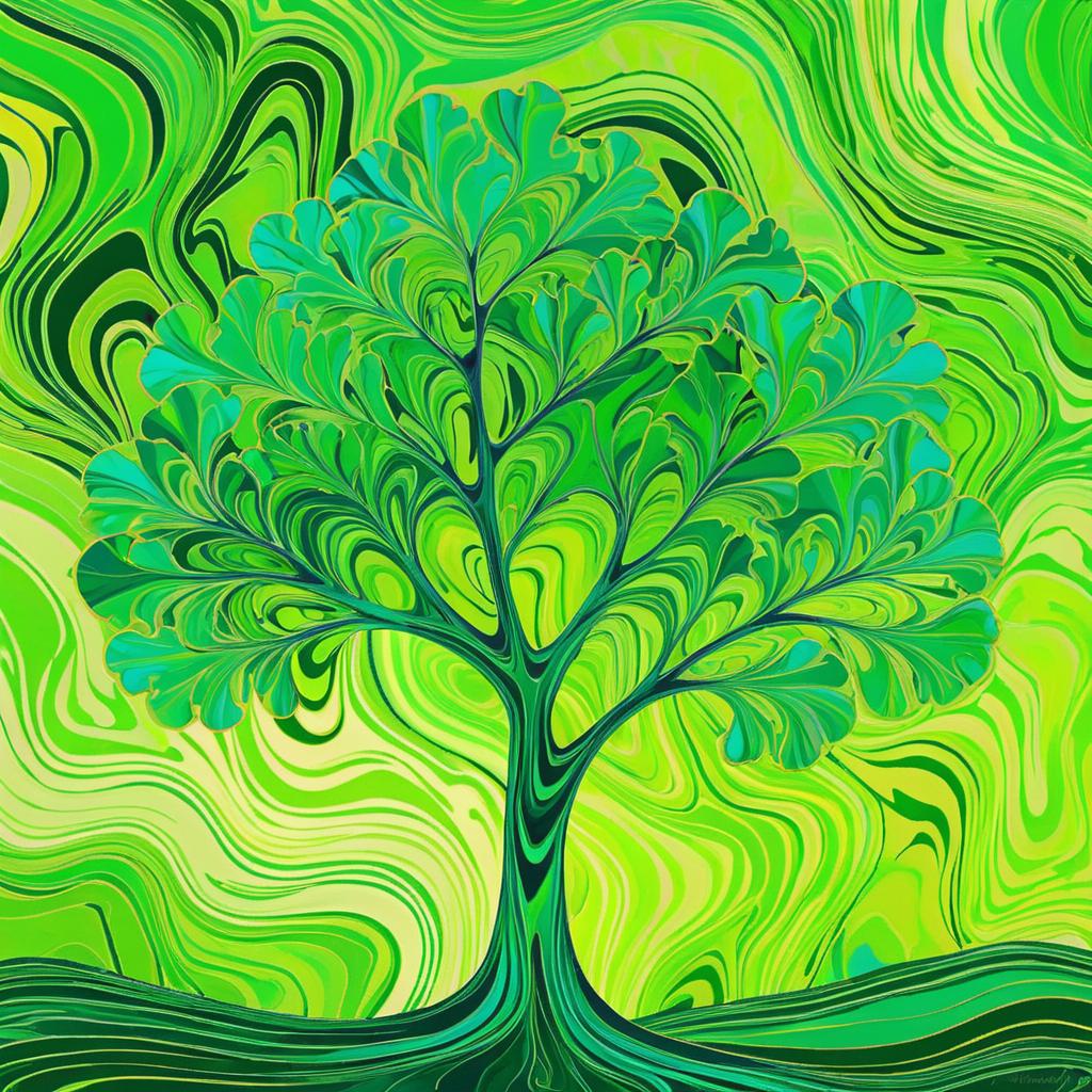 Neon Marbled Tree Inspired by O'Keeffe