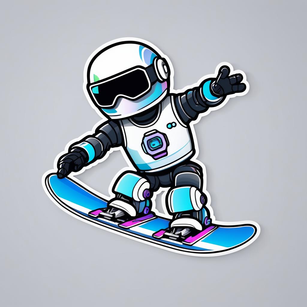 Robot Snowboarder Die-Cut Sticker Design