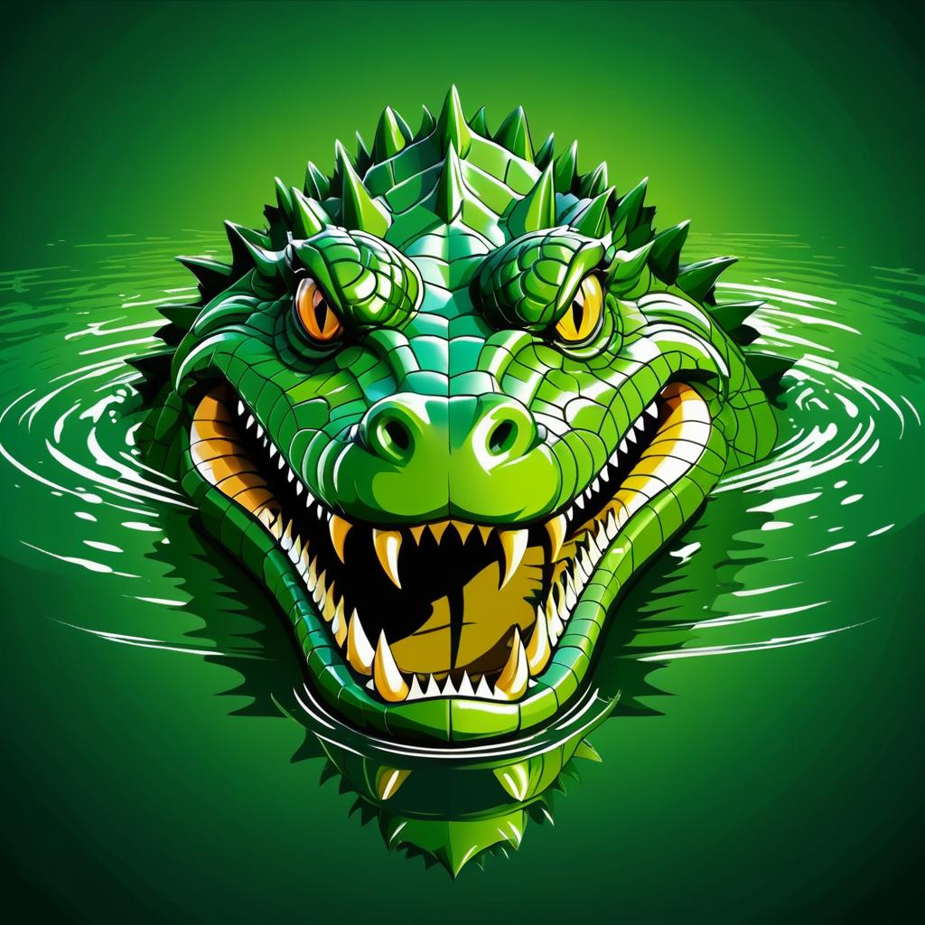 Fierce Vector Art of an Aggressive Crocodile