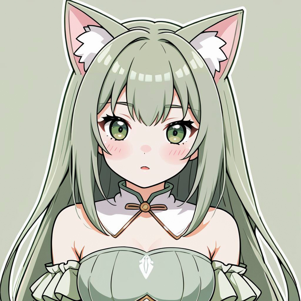 Blushing Catgirl in Fantasy Outfit