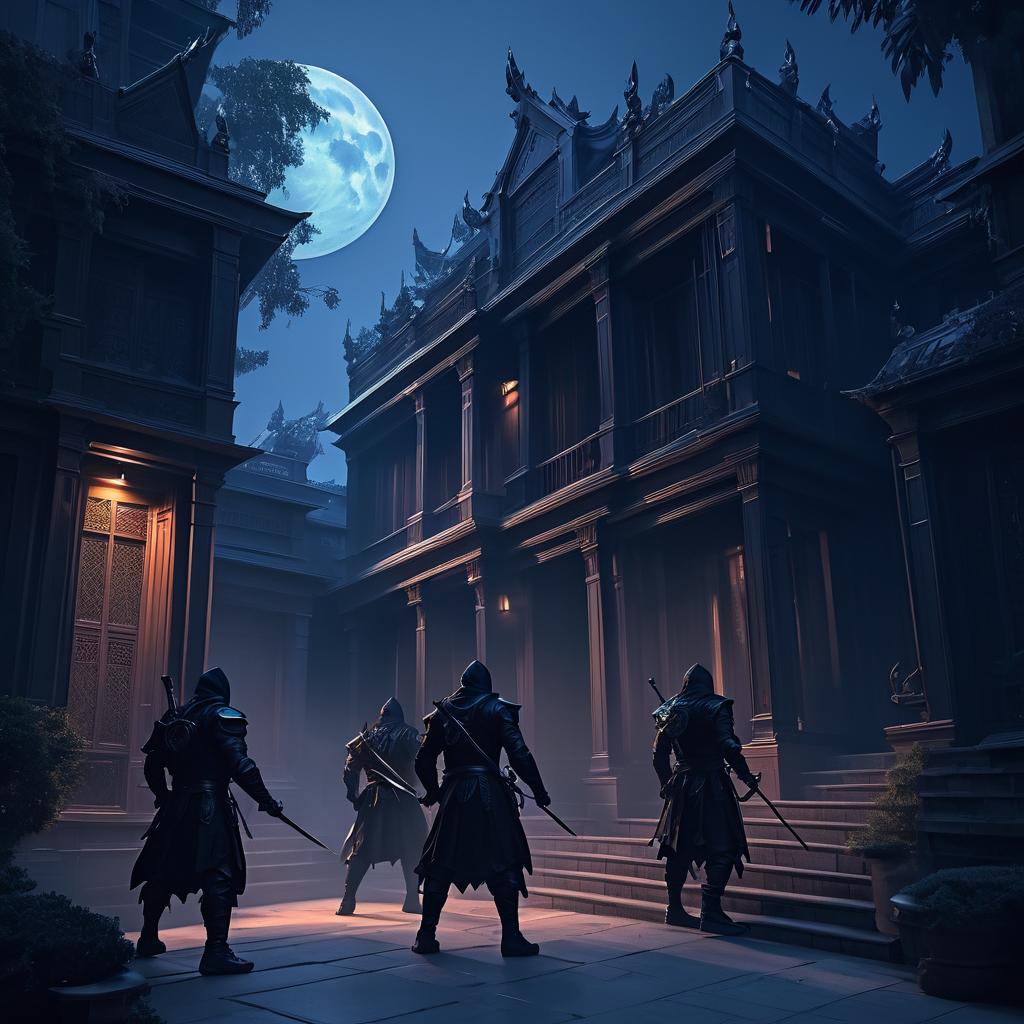 Ninja Warriors in Moonlit Mansion Chaos