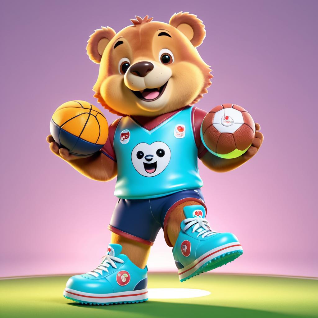 Charming Bear with Sports Shoe Illustration