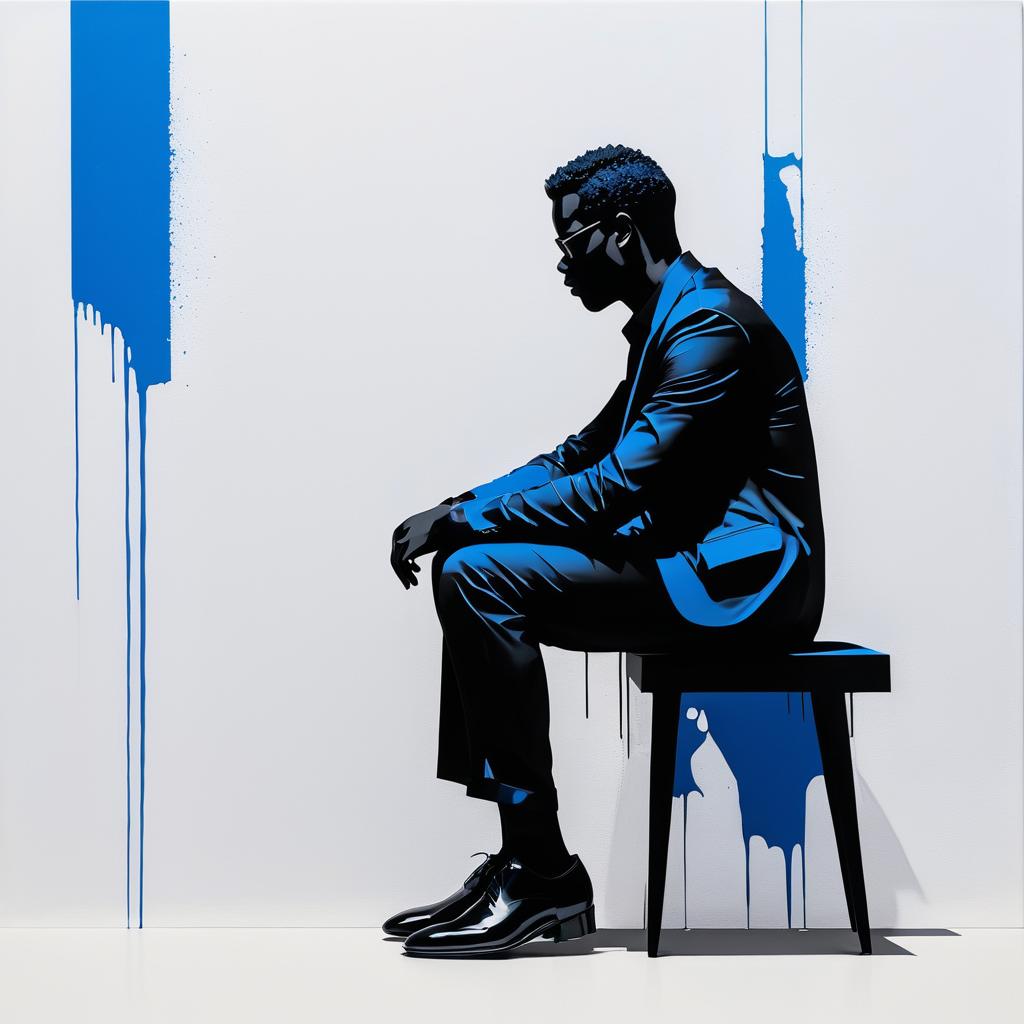 Minimalist Silhouette of a Sitting Man