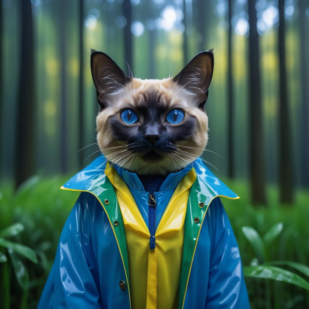 Siamese Cat in Stylish Raincoat