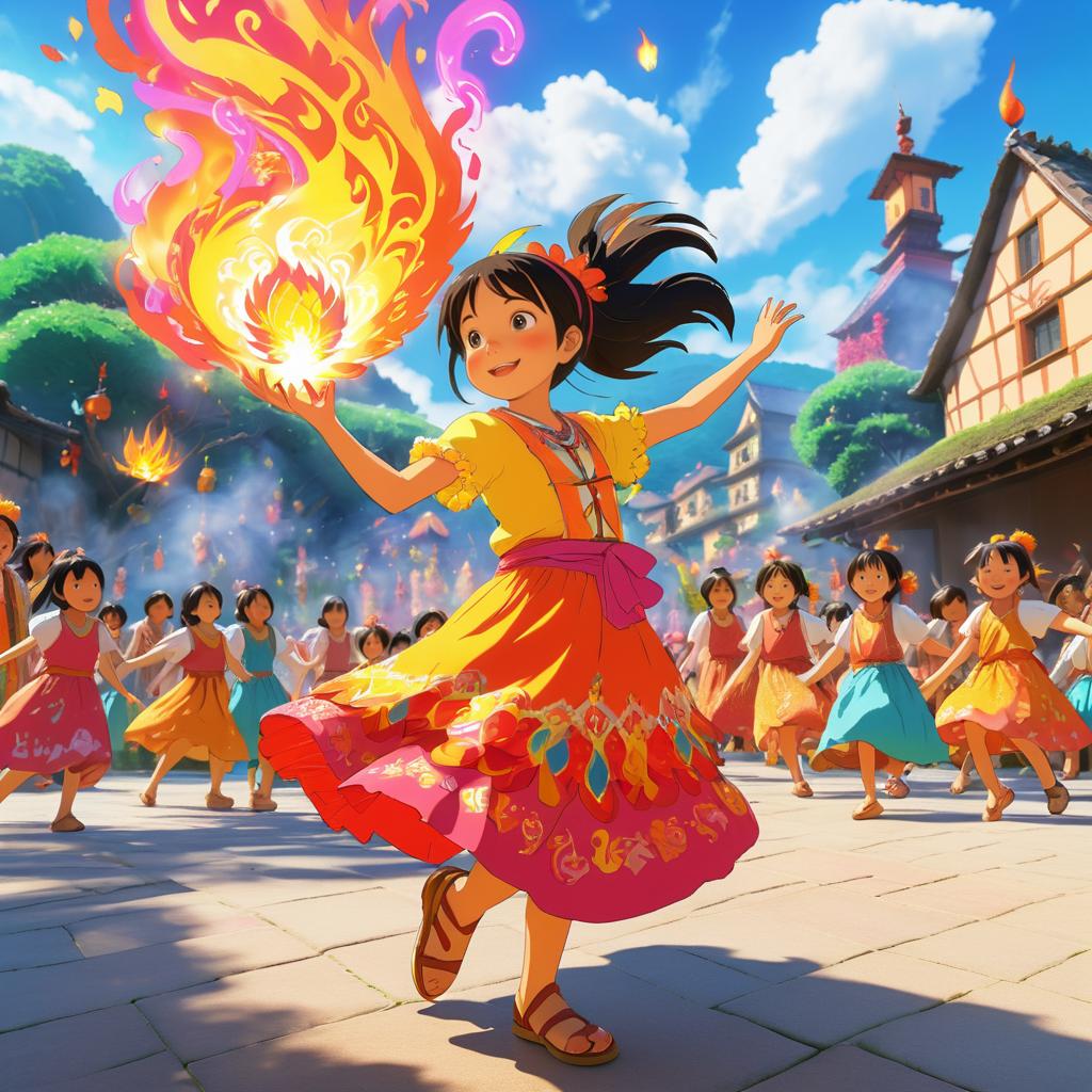 Festival Magic: Girl and Fire Spirit