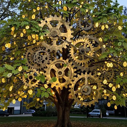 Clockwork Trees with Glowing Time Leaves