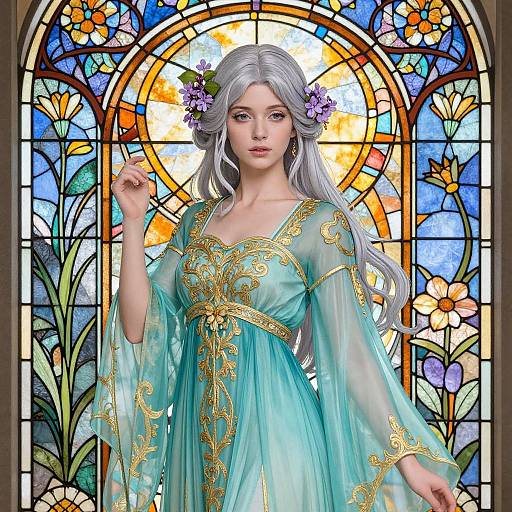 Serene Silver-Haired Woman Illustration