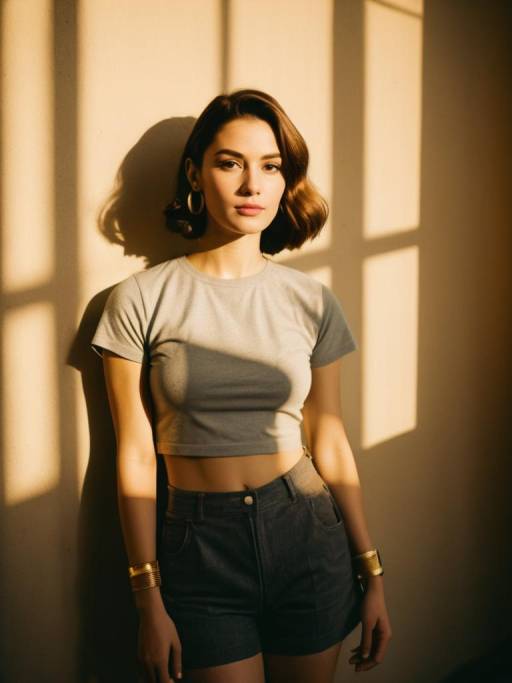 Woman in Casual Sporty Outfit with Gold Accessories
