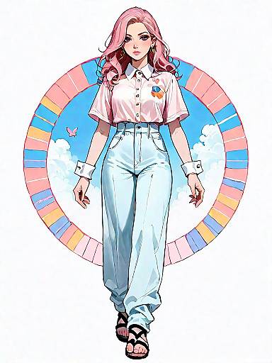 Stylish Woman in Casual Chic Outfit Walking