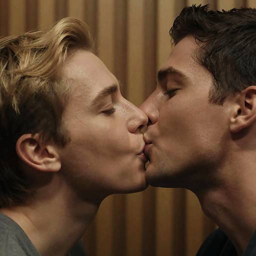 Passionate Embrace: Two Men Kissing