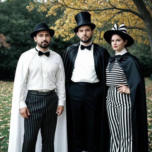 Halloween Trio in Black and White Costumes