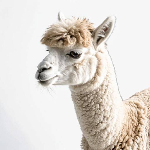 Realistic Young Alpaca on White Background