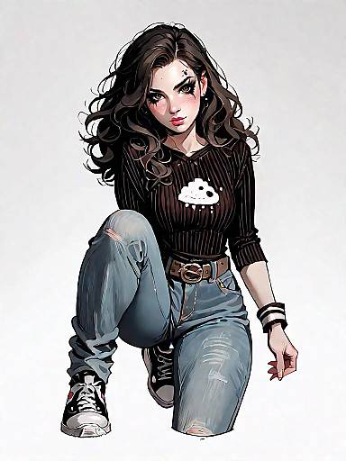 Stylish Young Woman in Casual Streetwear