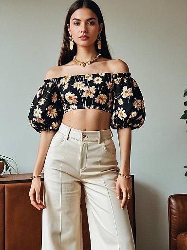 Chic Woman in Trendy Floral Fashion