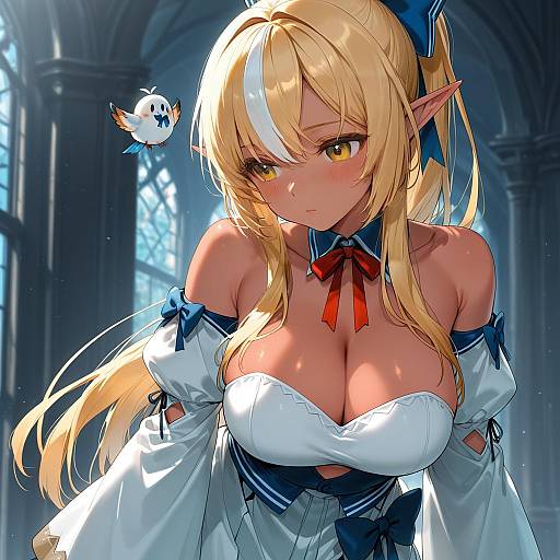 Illustration of Elfriend (shiranui flare), hololive in the style of Naso4