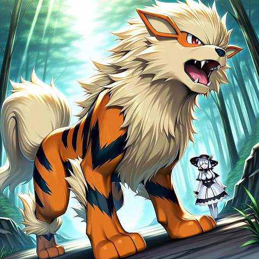 Illustration of Arcanine, pokemon in the style of H kasei