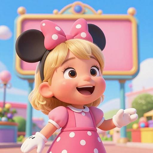 Toddler in Minnie Mouse Costume at Amusement Park