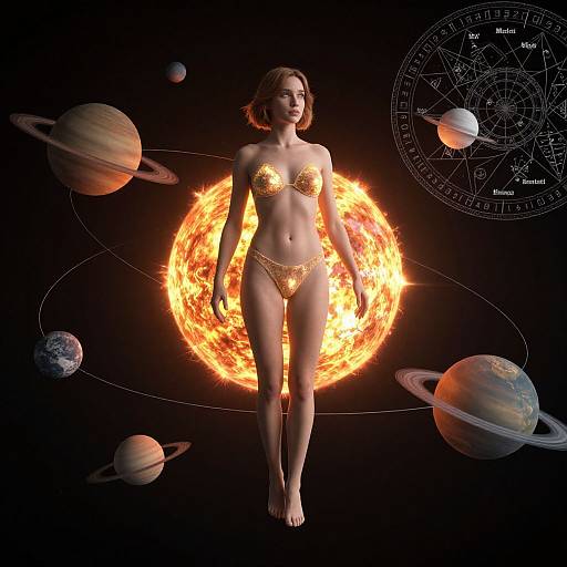 Surreal Woman as Solar System