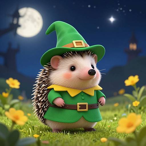 Magical Hedgehog in Elf Costume