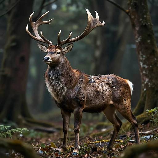 Mythical Stag Guardian with Glowing Antlers