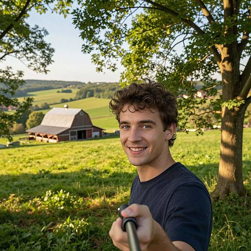 Young Man in Idyllic Countryside