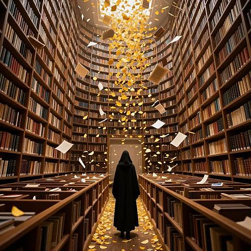 Surreal Gravity-Defying Labyrinth Library