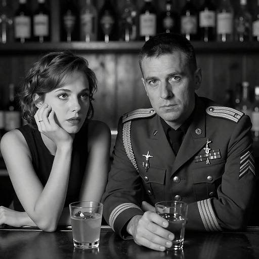 Candid Black-and-White Bar Scene