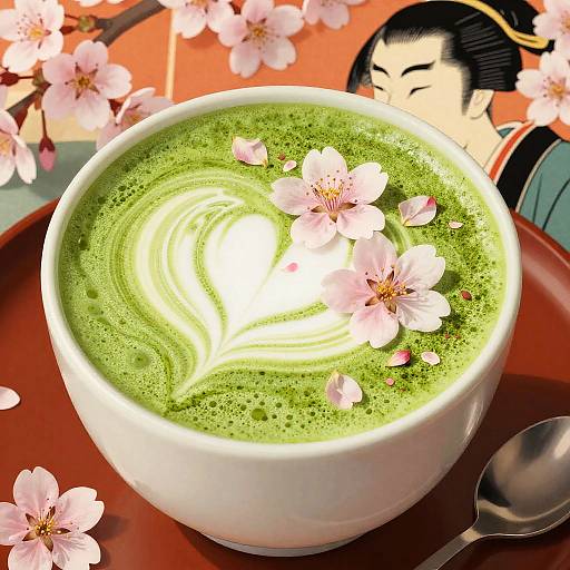 Ukiyo-e Ceremonial Matcha with Sakura Petals