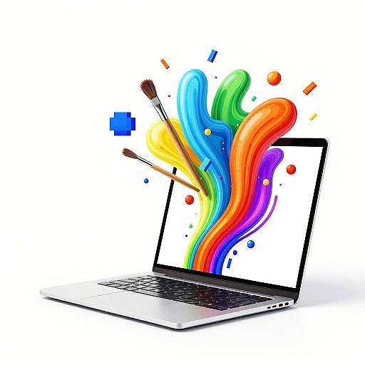 Vibrant Digital Art Laptop Concept