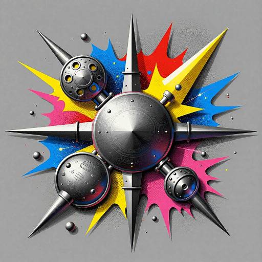 Metallic Abstract Constructivist Comic Art