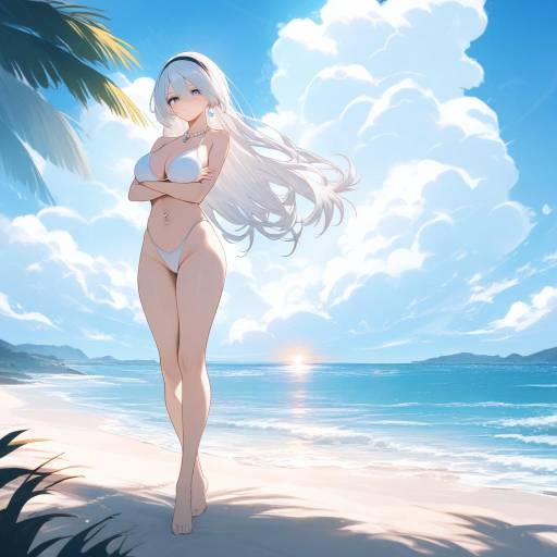 Whimsical Beach Scene with 2B