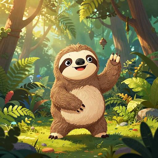 Sid the Sloth in Vibrant Jungle