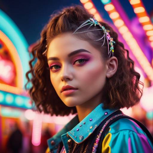 Eclectic Teenage Girl at Vibrant Carnival