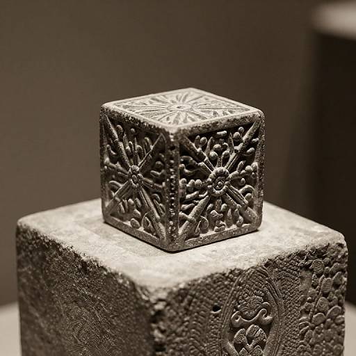 Intricate Stone Cube on Pedestal