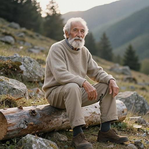 Elderly Man in Nature's Embrace