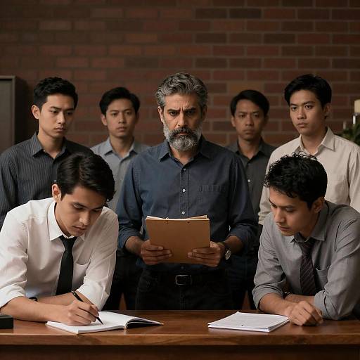 Serious Discussion in Dim Brick Room