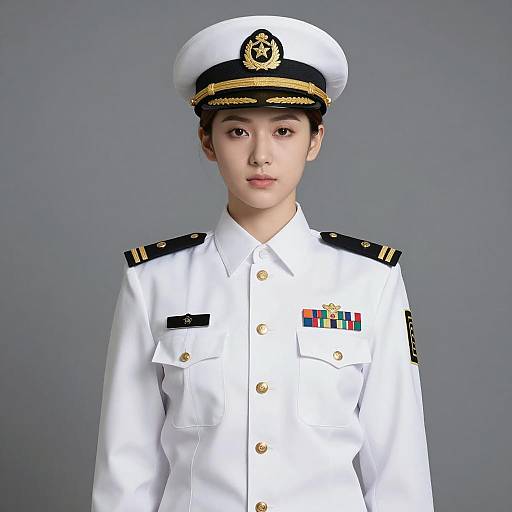 Young Woman in White Naval Uniform