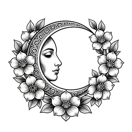 Symmetrical Crescent Moon Foot Tattoo