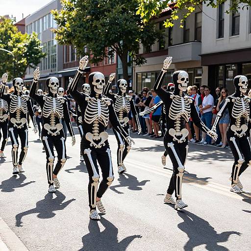 Skeleton Parade Under Sunny Noon