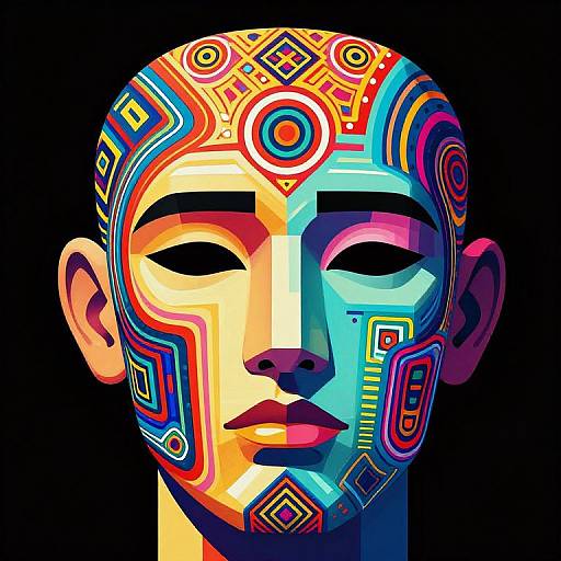 Surreal Geometric Psychedelic Face