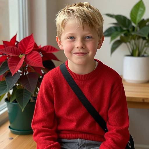 Cheerful Young Boy in Cozy Setting