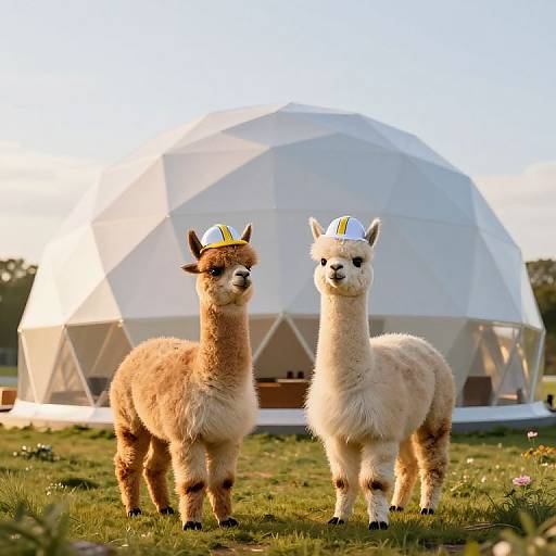 Whimsical Alpacas and Geodesic Dome