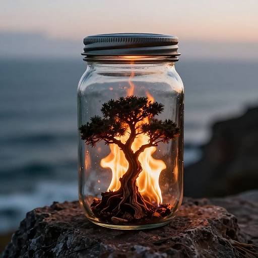 Flaming Tree in Glass Jar