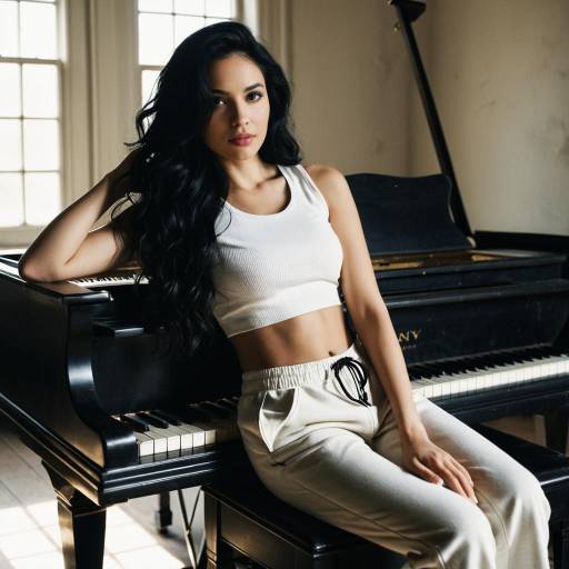 Woman Relaxing Beside Piano